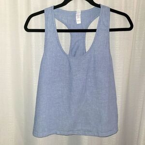 STARS ABOVE Women's Blue Sleeveless Top Size XS  T-back Tank Linen Chambray